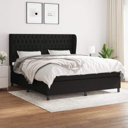 Kontinentalseng med madras 180×200 cm - stof, sort
