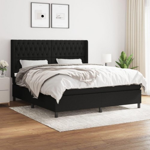 Kontinentalseng med madras 180×200 cm - stof, sort