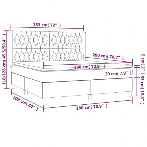 Kontinentalseng med madras 180×200 cm - stof, sort