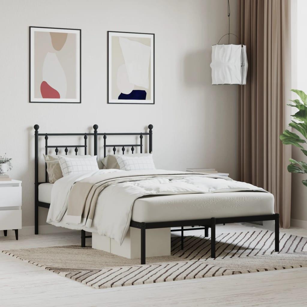 Sengeramme med sengegavl 135x190 cm metal sort
