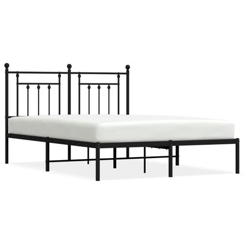 Sengeramme med sengegavl 150x200 cm metal sort