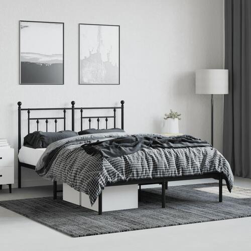 Sengeramme med sengegavl 150x200 cm metal sort