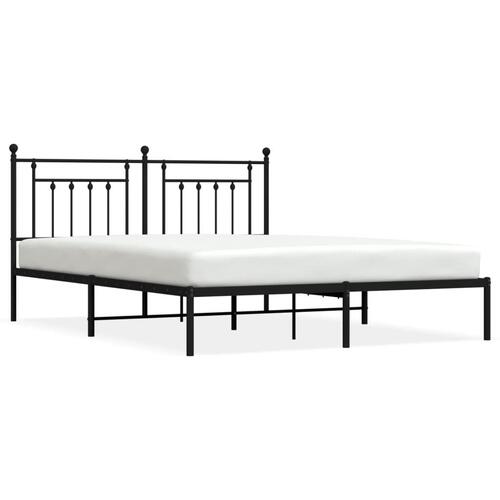 Sengeramme med sengegavl 180x200 cm metal sort