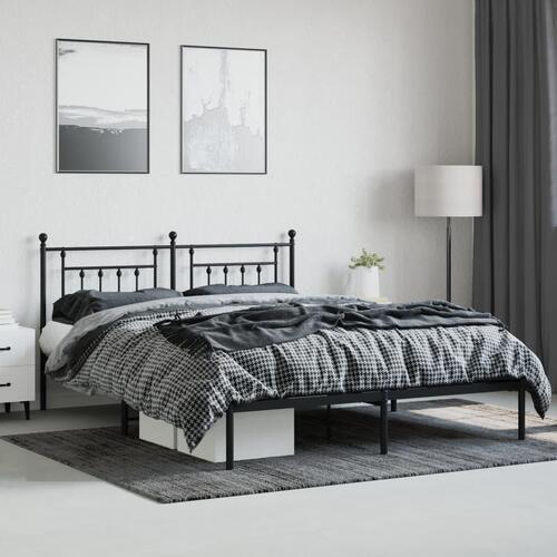 Sengeramme med sengegavl 180x200 cm metal sort