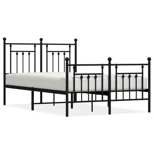 Sengeramme med sengegavl og fodgærde 135x190 cm metal sort