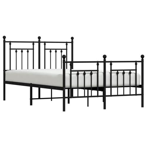 Sengeramme med sengegavl og fodgærde 135x190 cm metal sort