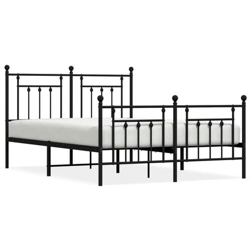 Sengeramme med sengegavl og fodgærde 150x200 cm metal sort