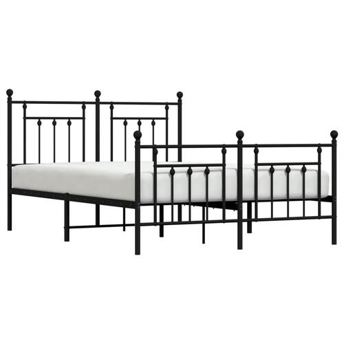 Sengeramme med sengegavl og fodgærde 150x200 cm metal sort