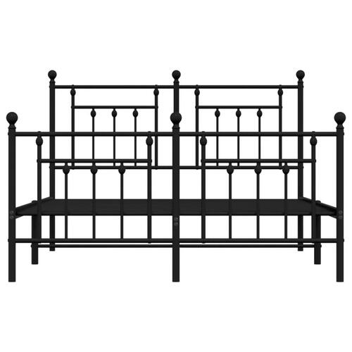 Sengeramme med sengegavl og fodgærde 150x200 cm metal sort
