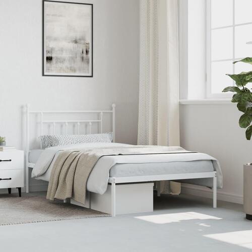 Sengeramme med sengegavl 107x203 cm metal hvid