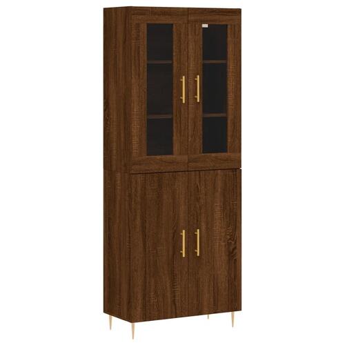 Højskab 69,5x34x180 cm konstrueret træ brun egetræsfarve