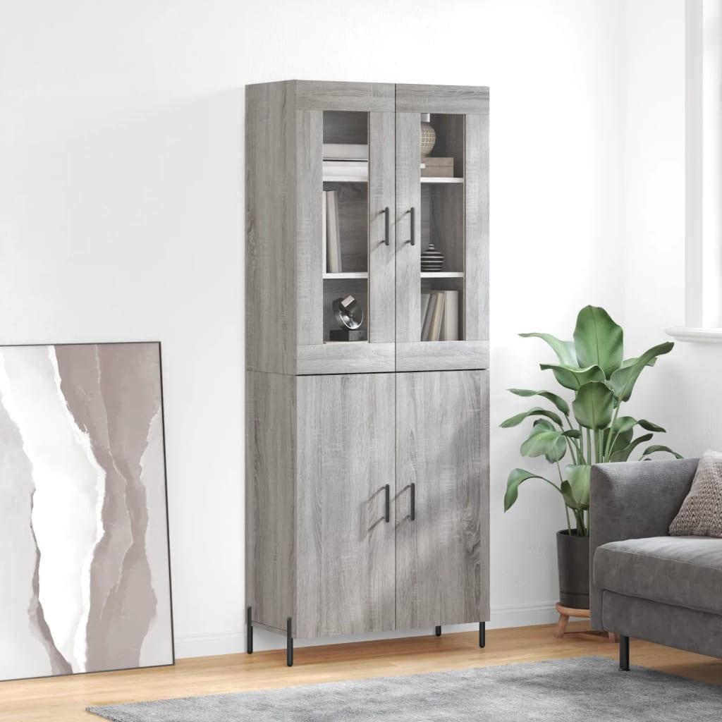 Højskab i konstrueret træ - 69,5 × 34 × 180 cm, grå sonoma-eg billede