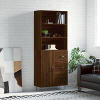 Højskab 69,5x34x180 cm konstrueret træ brun egetræsfarve