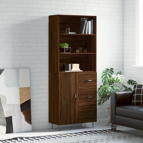 Højskab 69,5x34x180 cm konstrueret træ brun egetræsfarve