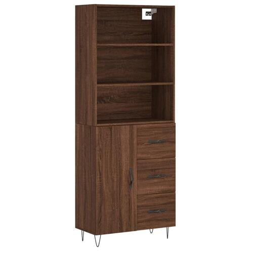 Højskab 69,5x34x180 cm konstrueret træ brun egetræsfarve