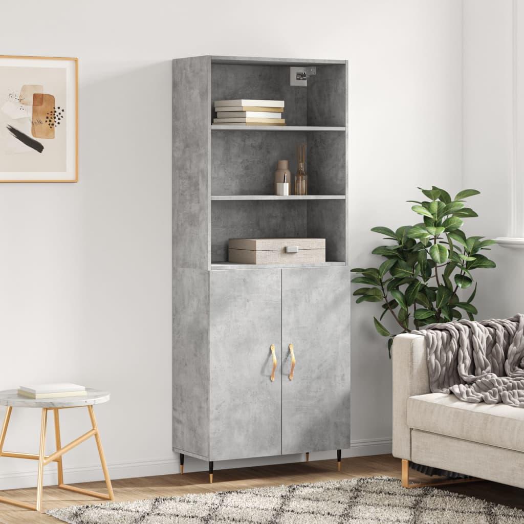 Højskab 69,5x34x180 cm konstrueret træ betongrå