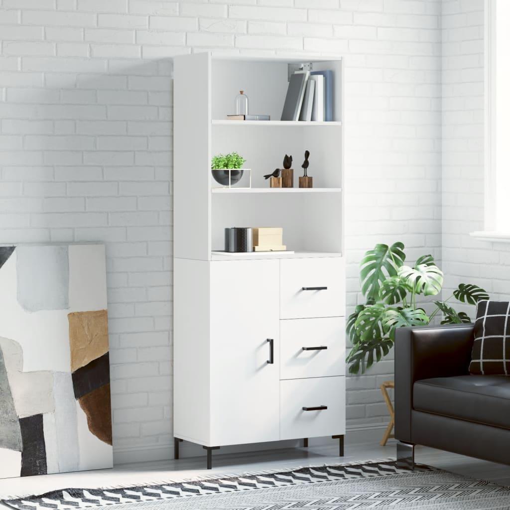 Højskab 69,5x34x180 cm konstrueret træ hvid