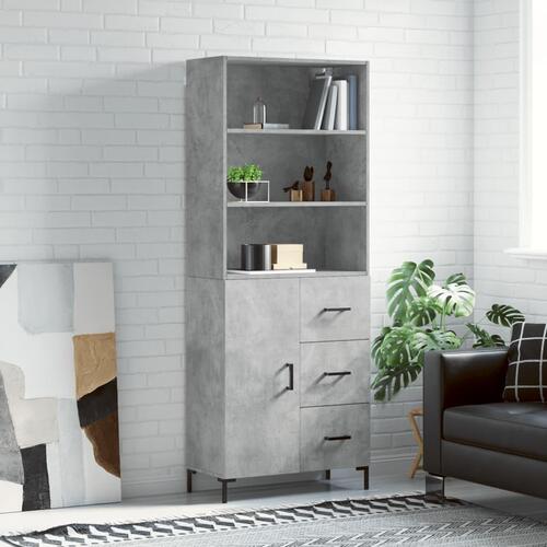 Højskab 69,5x34x180 cm konstrueret træ betongrå