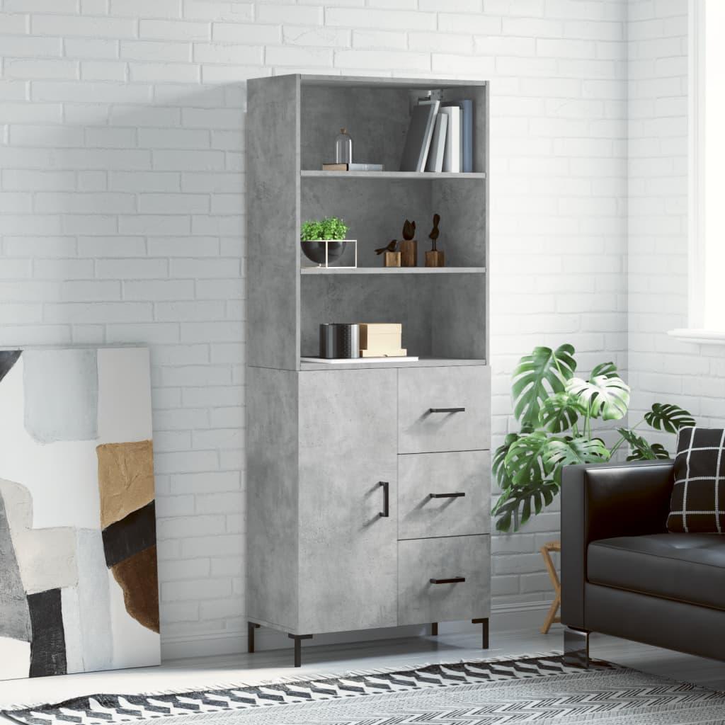 Højskab 69,5x34x180 cm konstrueret træ betongrå