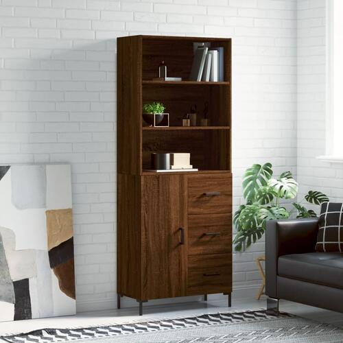 Højskab 69,5x34x180 cm konstrueret træ brun egetræsfarve
