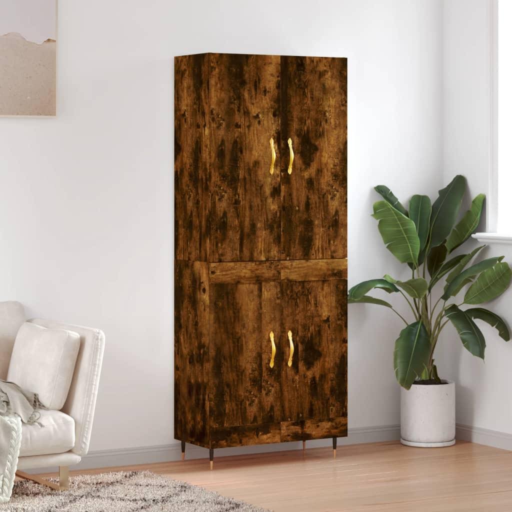 Højskab 69,5x34x180 cm konstrueret træ røget egetræsfarve billede