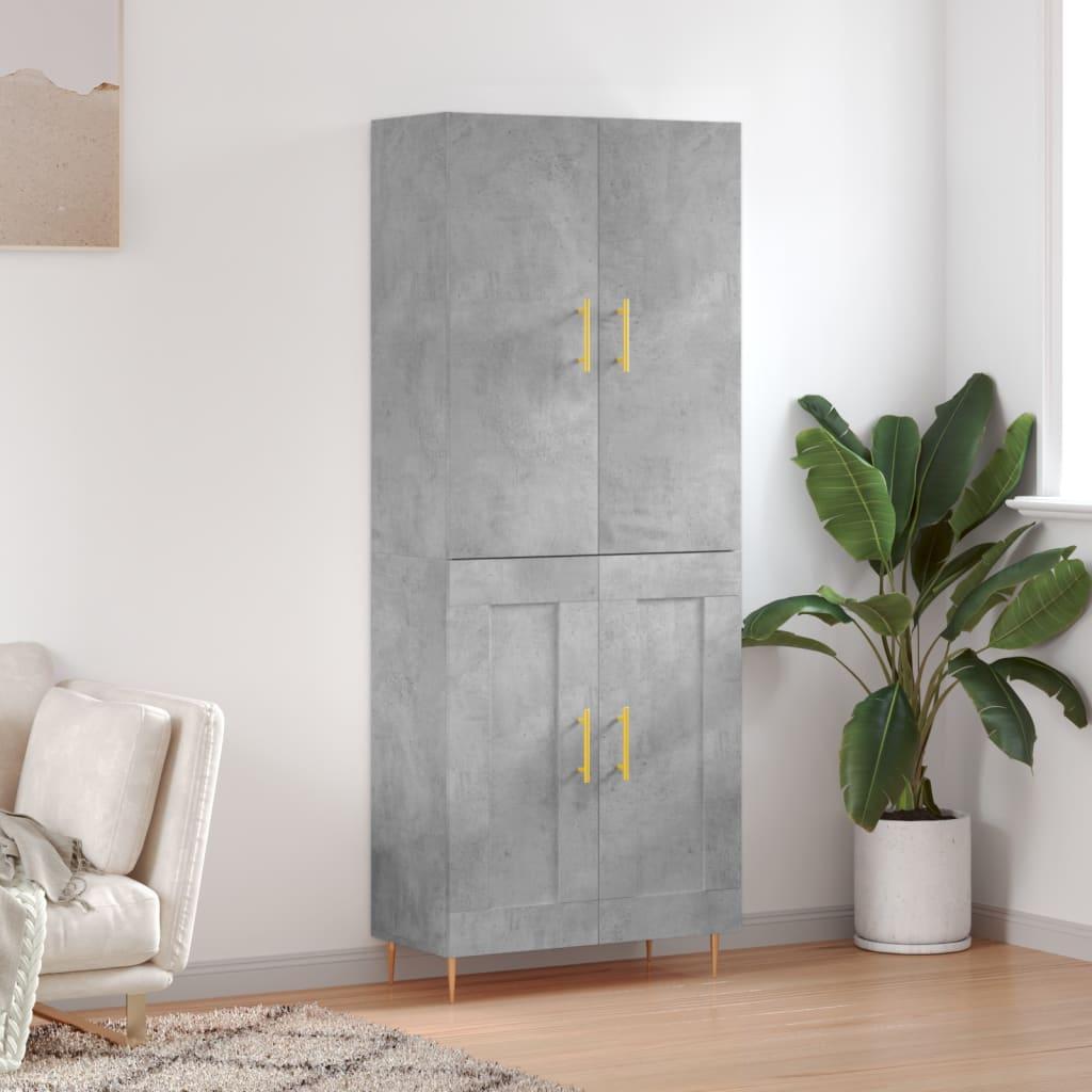 Højskab i konstrueret træ 69,5×34×180 cm - betongrå billede