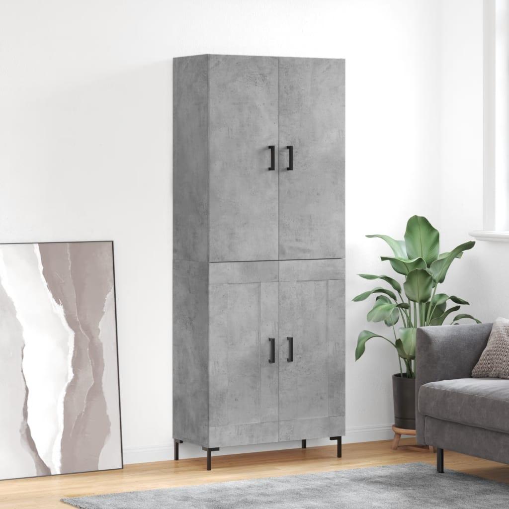 Højskab i konstrueret træ 69,5×34×180 cm - betongrå billede