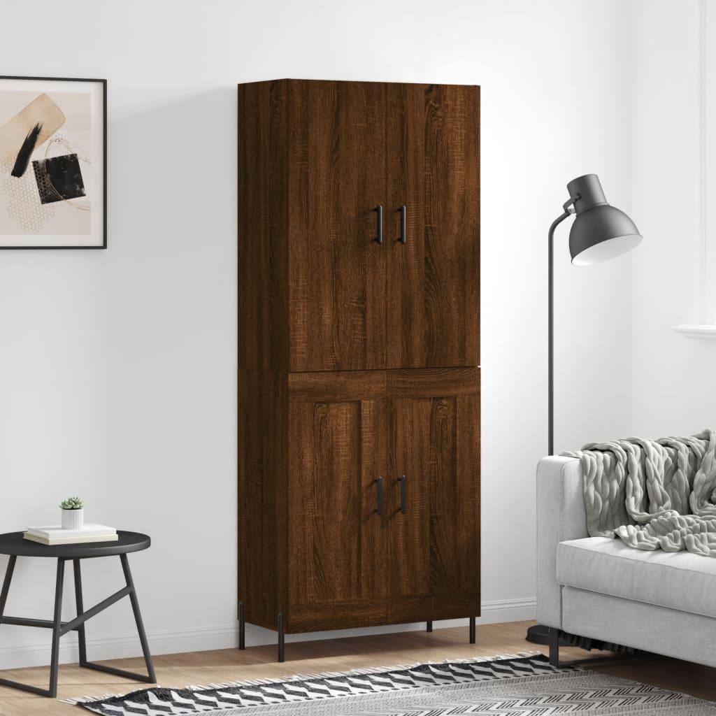 Højskab 69,5x34x180 cm konstrueret træ brun egetræsfarve