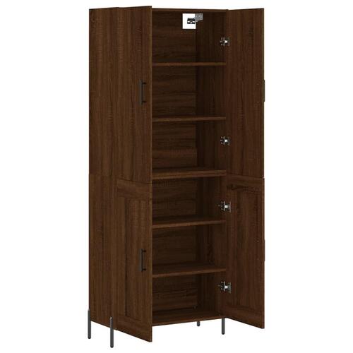 Højskab 69,5x34x180 cm konstrueret træ brun egetræsfarve