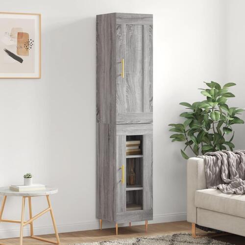 Skab 34,5x34x180 cm konstrueret træ grå sonoma-eg