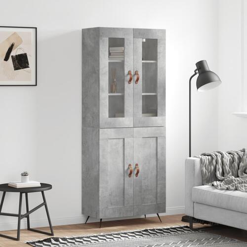 Højskab 69,5x34x180 cm konstrueret træ betongrå