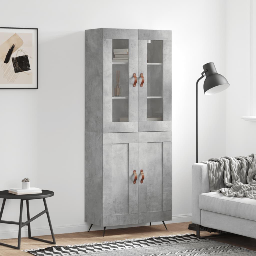 Højskab 69,5x34x180 cm konstrueret træ betongrå