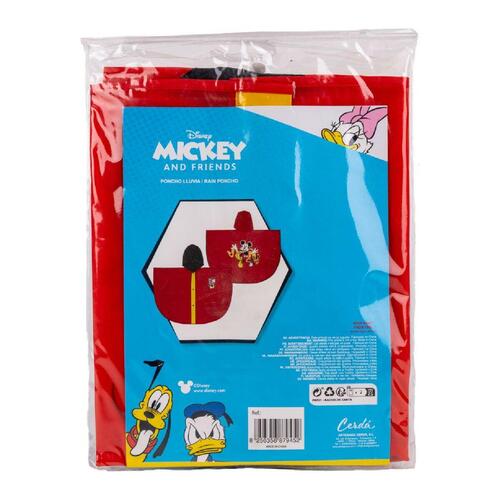 Vandtætte Poncho med Hætte Mickey Mouse Rød 5-6 år