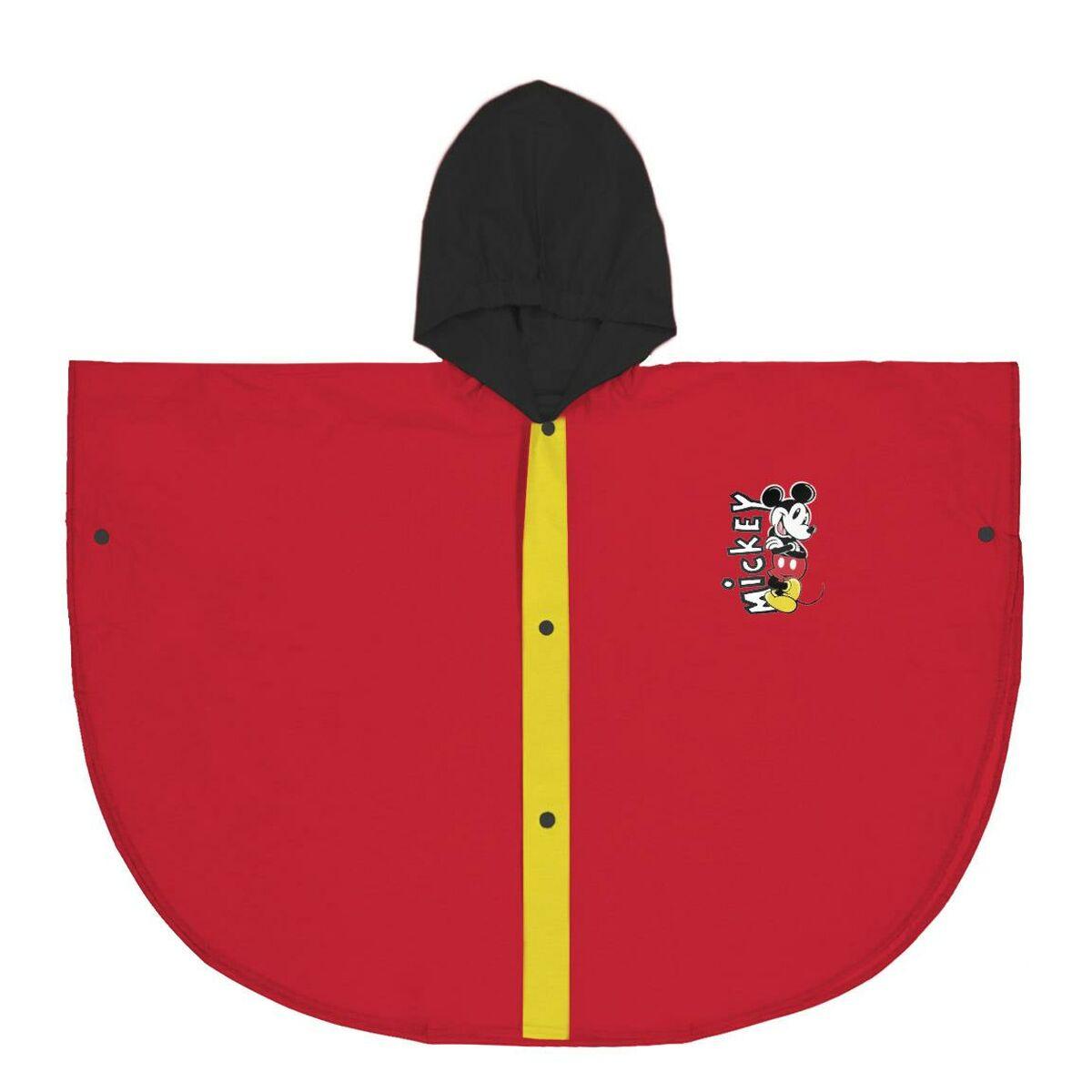 Vandtætte Poncho med Hætte Mickey Mouse Rød 3-4 år