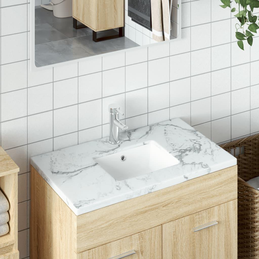 Badeværelsesvask 39x30x18,5 cm rektangulær keramisk hvid