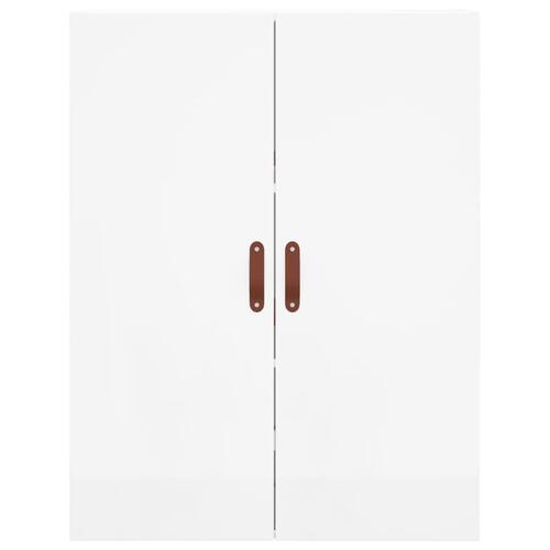 Højskab 69,5x34x180 cm konstrueret træ hvid højglans