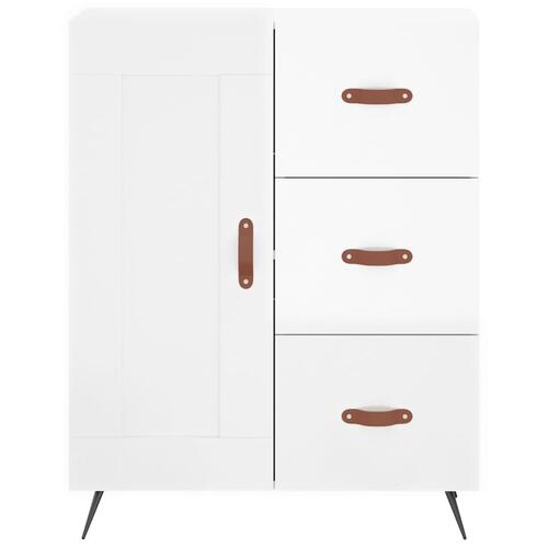 Højskab 69,5x34x180 cm konstrueret træ hvid højglans