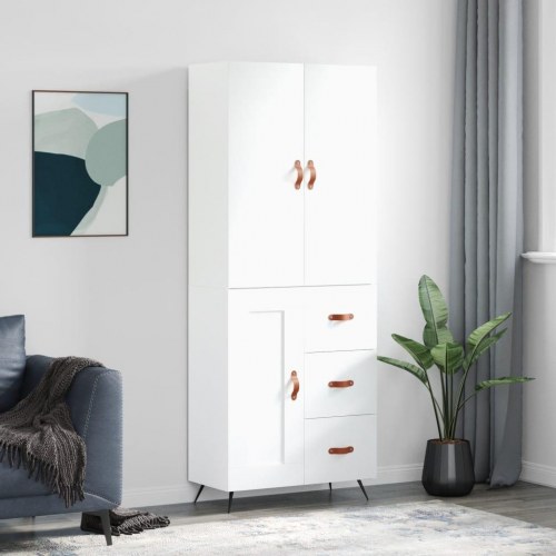 Højskab i konstrueret træ 69,5 x 34 x 180 cm - hvid
