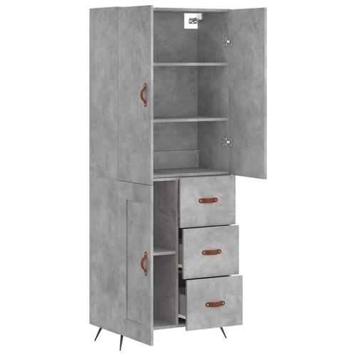 Højskab 69,5x34x180 cm konstrueret træ betongrå