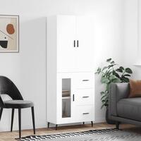 Højskab 69,5x34x180 cm konstrueret træ hvid