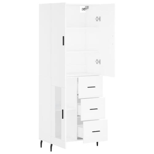 Højskab 69,5x34x180 cm konstrueret træ hvid