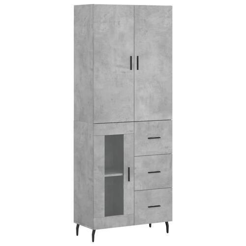 Højskab 69,5x34x180 cm konstrueret træ betongrå