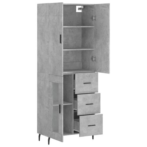 Højskab 69,5x34x180 cm konstrueret træ betongrå