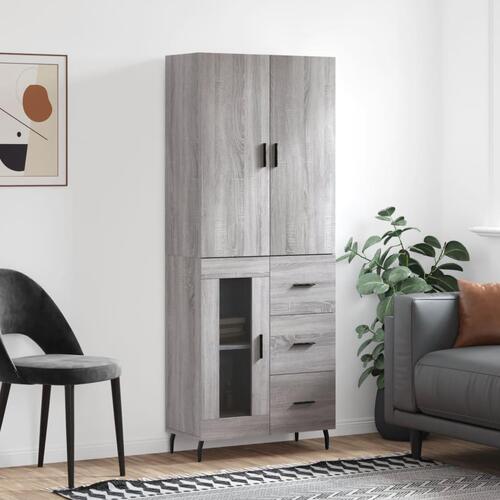 Højskab 69,5x34x180 cm konstrueret træ grå sonoma-eg