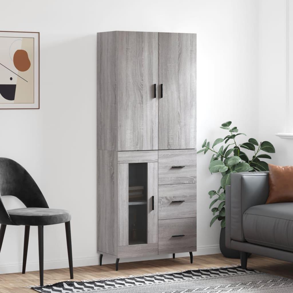 Højskab 69,5x34x180 cm konstrueret træ grå sonoma-eg