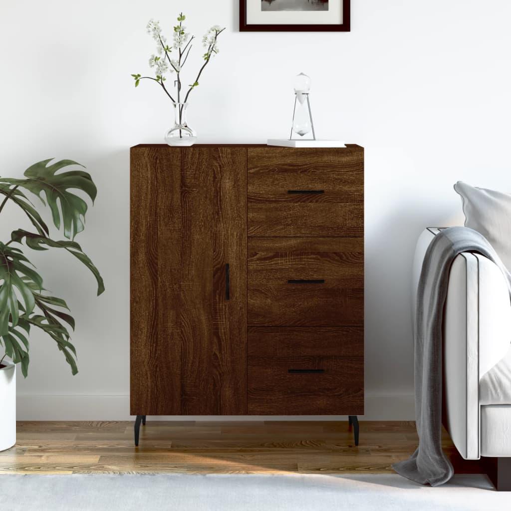 Skænk 69,5x34x90 cm konstrueret træ brun egetræsfarve