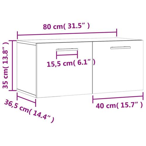 Vægskab 80x36,5x35 cm konstrueret træ betongrå