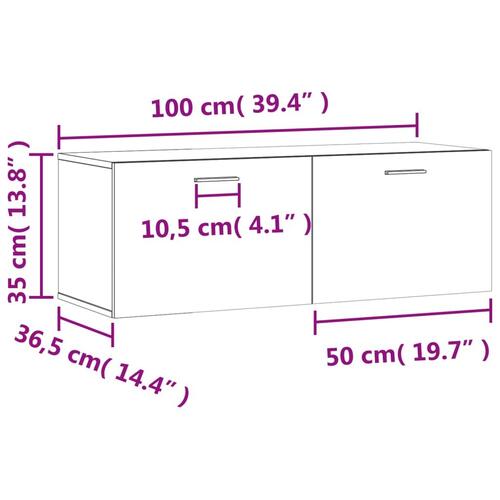 Vægskab 100x36,5x35 cm konstrueret træ grå sonoma-eg