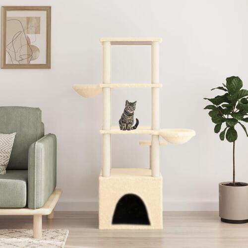 Kradsetræ med sisalstolper 147 cm cremefarvet
