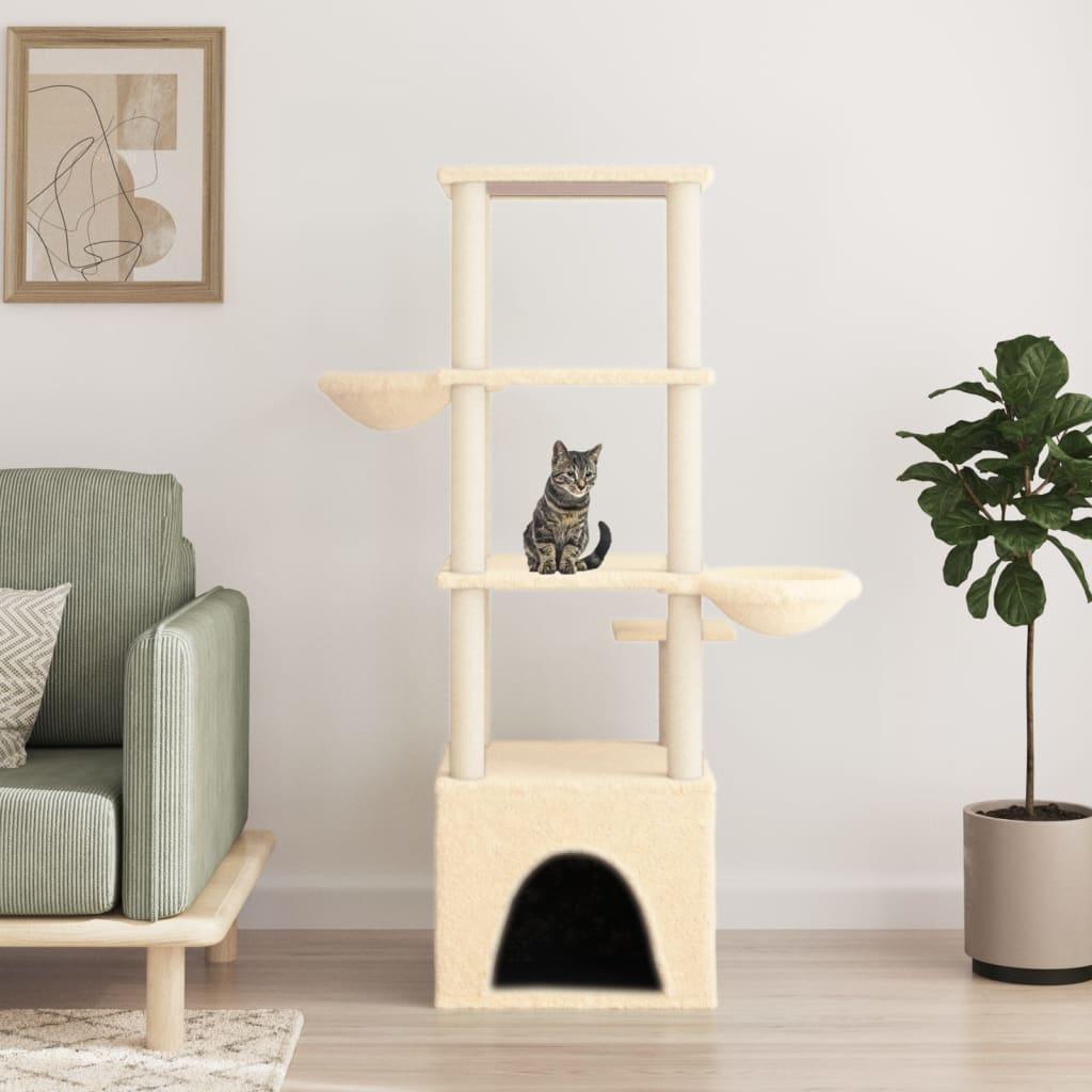Kradsetræ med sisalstolper 147 cm cremefarvet